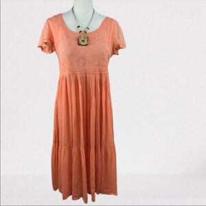 FABS Vintage 1990s Coral Orange Maxi Dress Size M